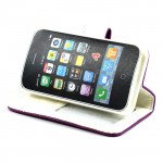 Wholesale iPhone 4S / 4 Simple Flip Leather Wallet Case (Purple)